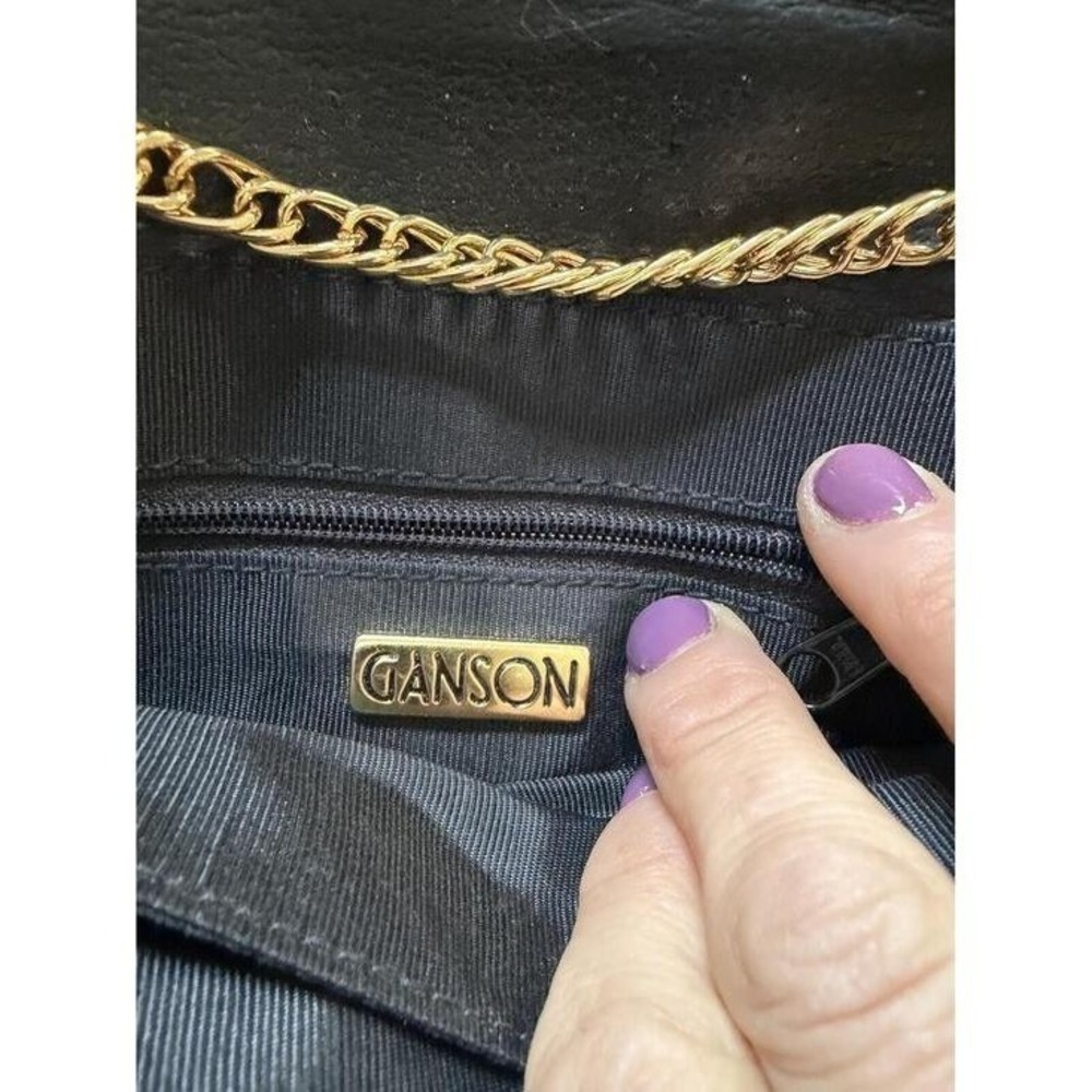 Ganson Vintage Copper and Black Weaved Leather Bag with Gold Chain/Leather Strap - Picture 7 of 10